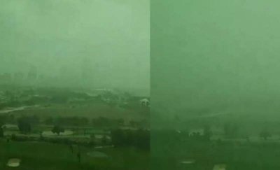 दुबई में दिखा अदभुत नजारा, देखते ही देखते हरा हो गया आसमान