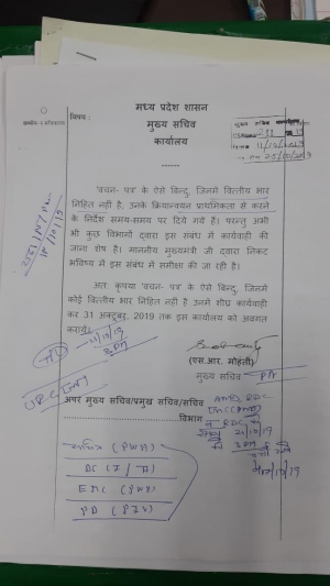 मध्यप्रदेश के मुख्यसचिव की नोटशीट बायरल....